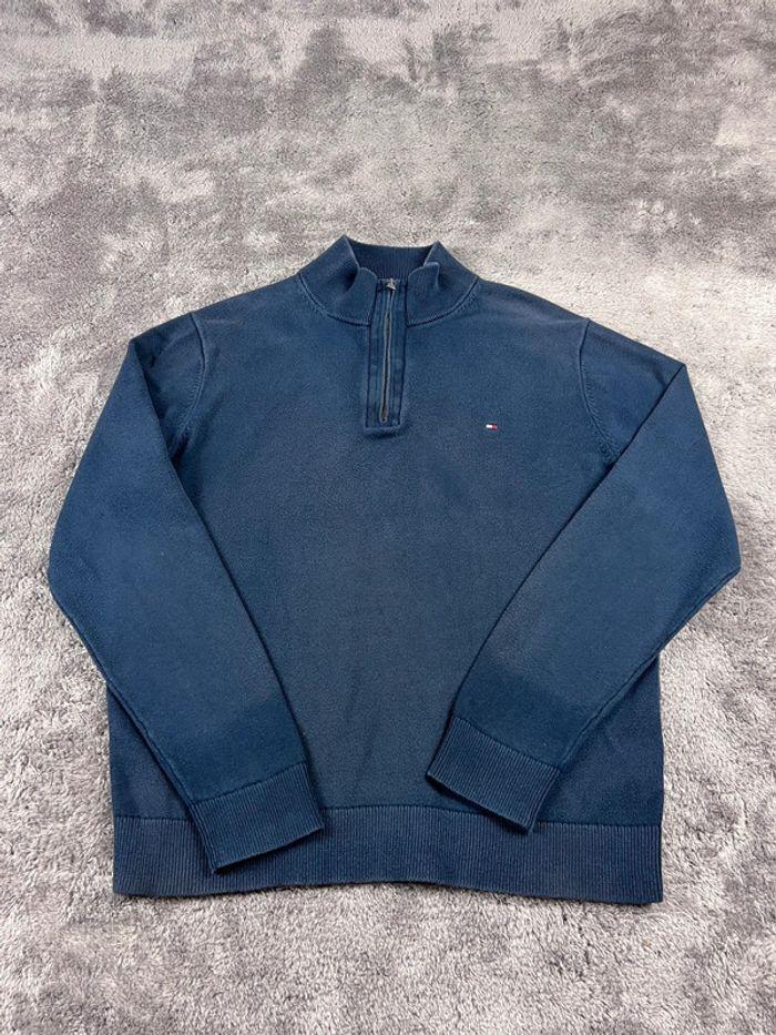 👕 Sweat quart Zip Tommy Hilfiger avec logo brodé Bleu Marine Taille XL 👕 - photo numéro 2