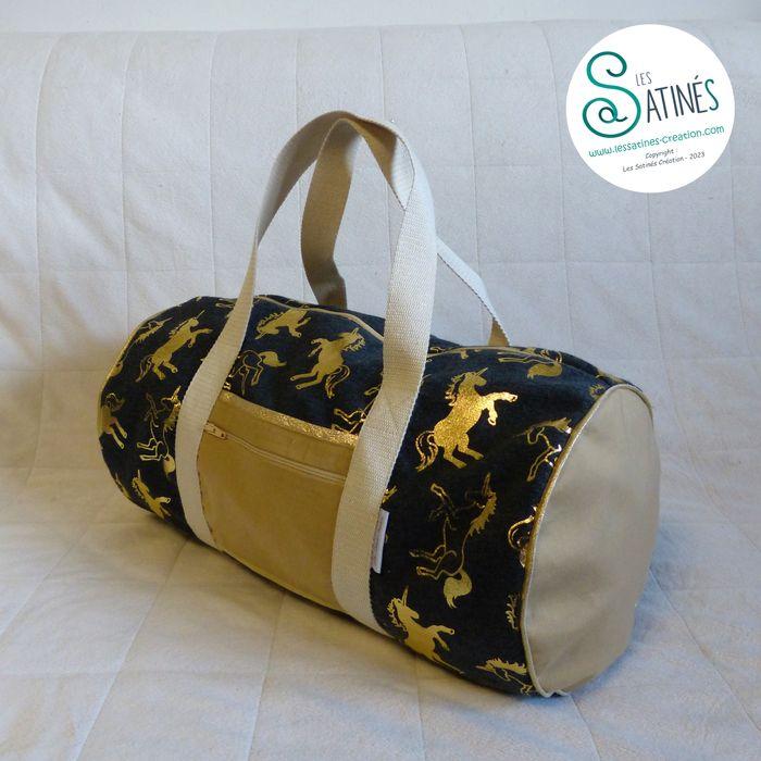 Sac polochon Licornes dorées - sac de voyage, de sport - photo numéro 2