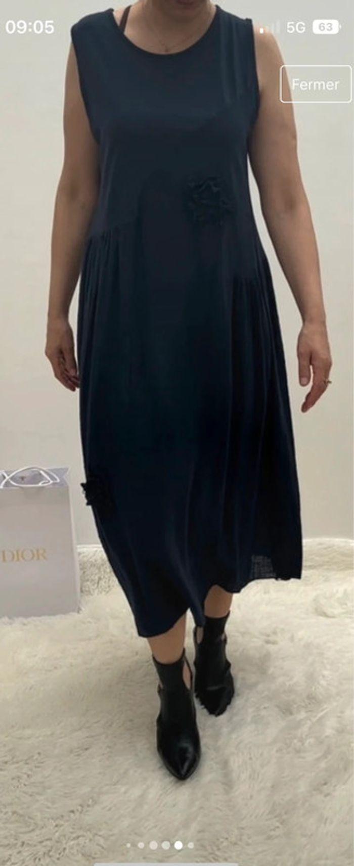 SOLDÉ Robe longue en gaze de coton bleu marine taille unique SMLXL - photo numéro 15