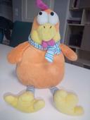 Peluche poule orange rose jaune fizzy tbe