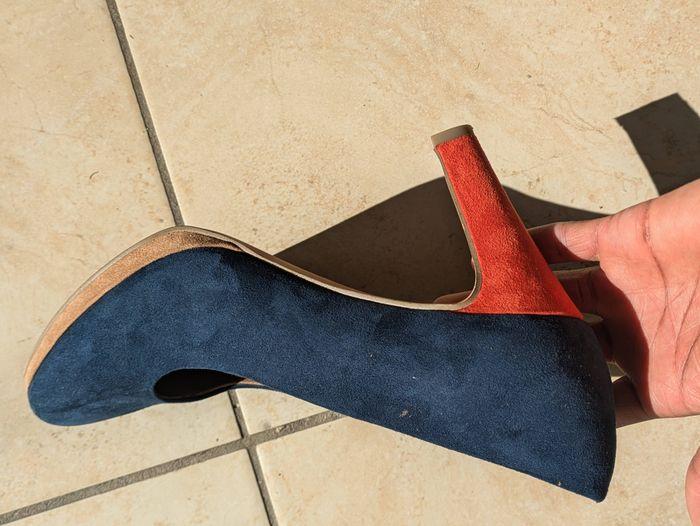 1 paire de chaussures à talon 40 bleu et orange - femme - photo numéro 4