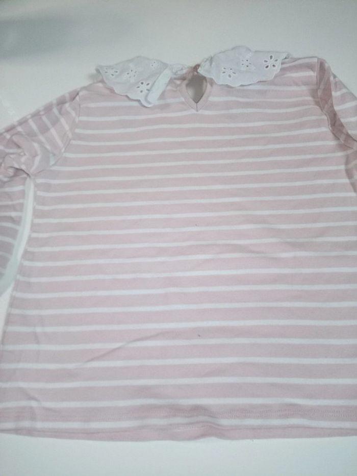 Ensemble fille jean maillot ligne blanc rose 10 ans tbe - photo numéro 3