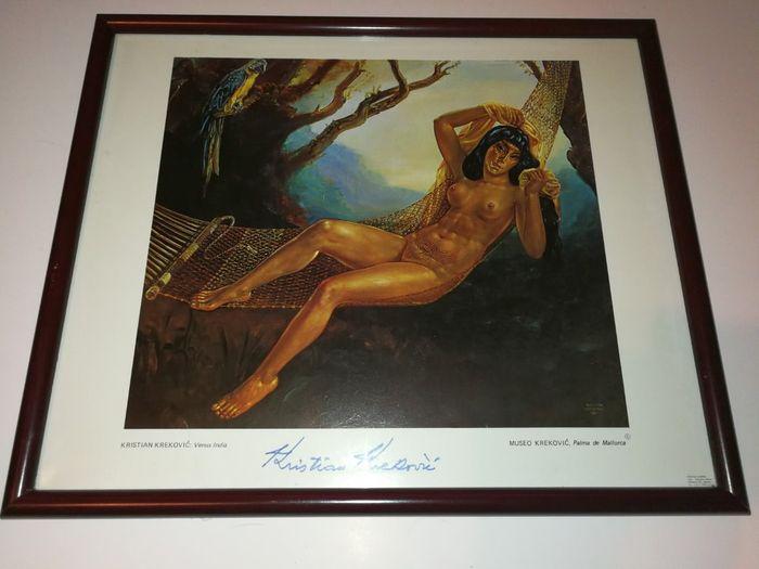 Lithographie vintage Kristian Krekovik "Venus india" (signée par l'artiste) - photo numéro 1