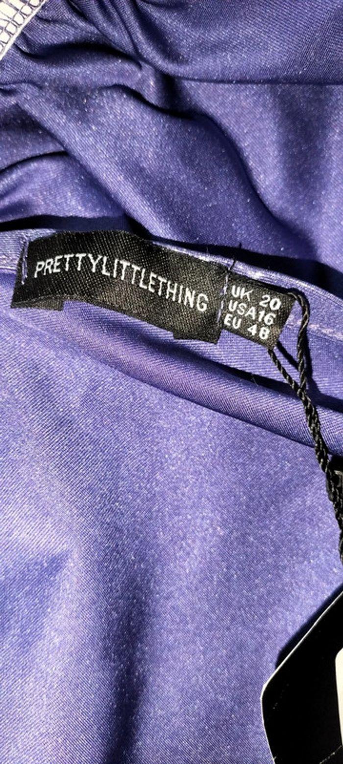 Robe violette métallisée froncée à manche unique Prettylittlething - photo numéro 6