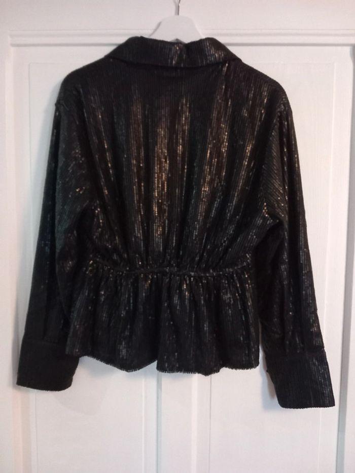 Blouse manches longues strass / sequins noirs Jubylee S/M - photo numéro 7