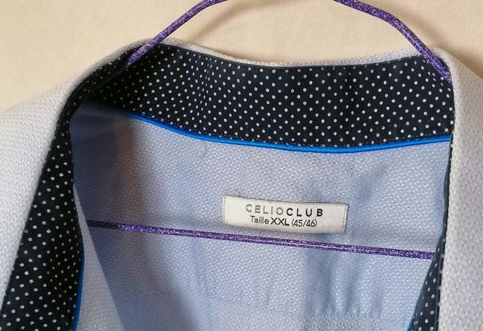 Chemise manches longues Celio Club à petit motifs bleu clair taille XXL - photo numéro 8