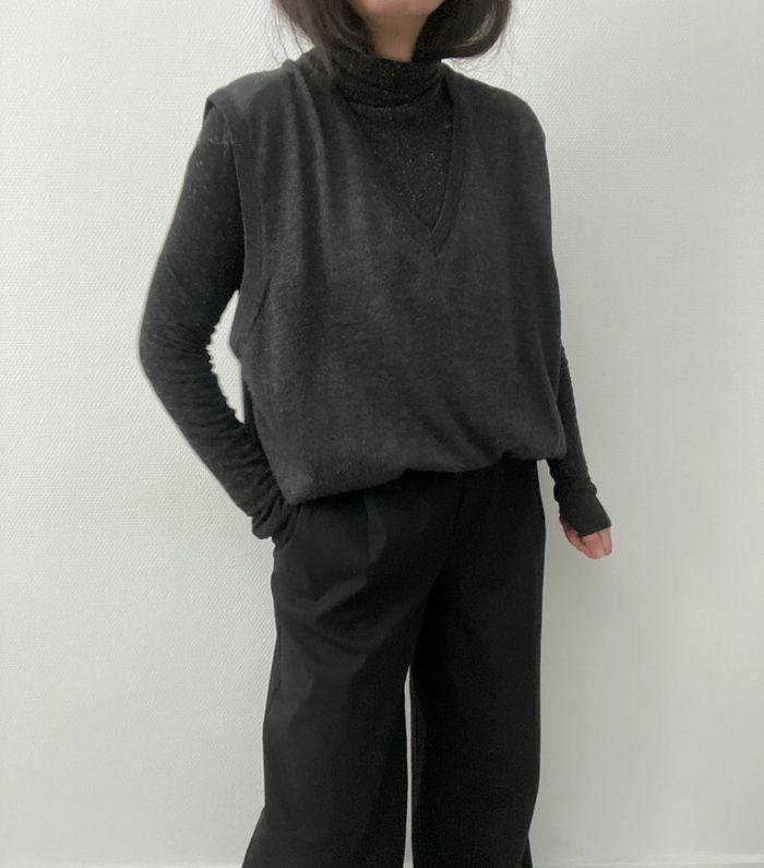 Oversized pull long sans manches anthracite - photo numéro 2