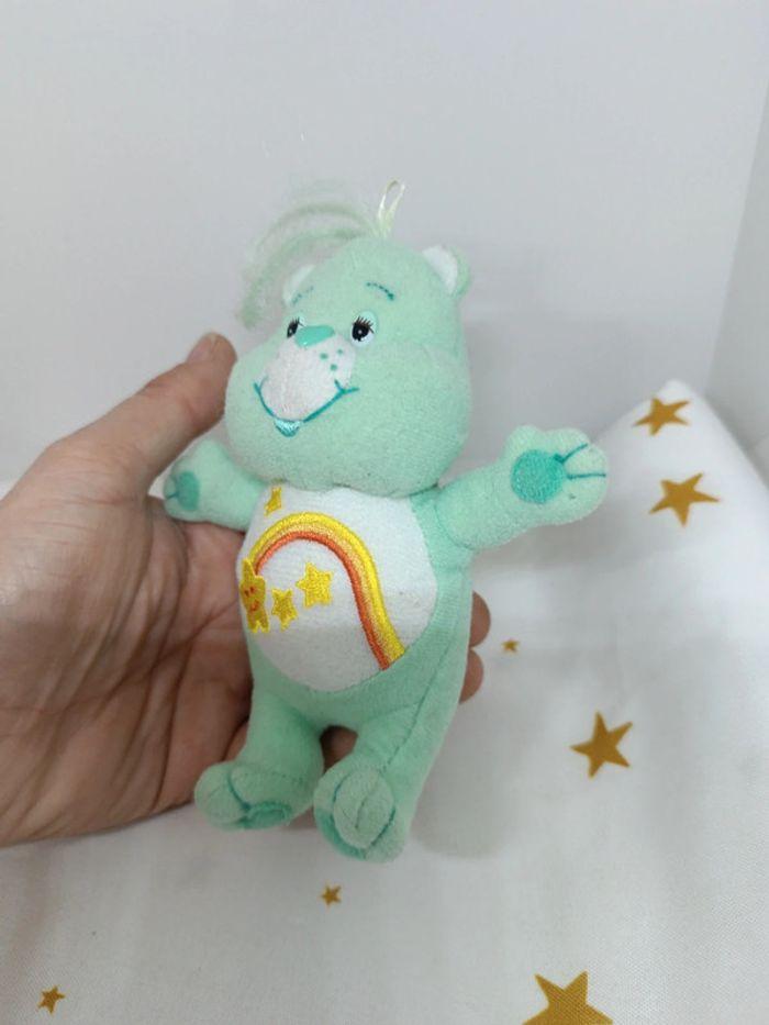 Small Care bears 2001 tcfc Bisounours mini petit peluche Teddy ours vert green rainbow étoile Stars - photo numéro 5