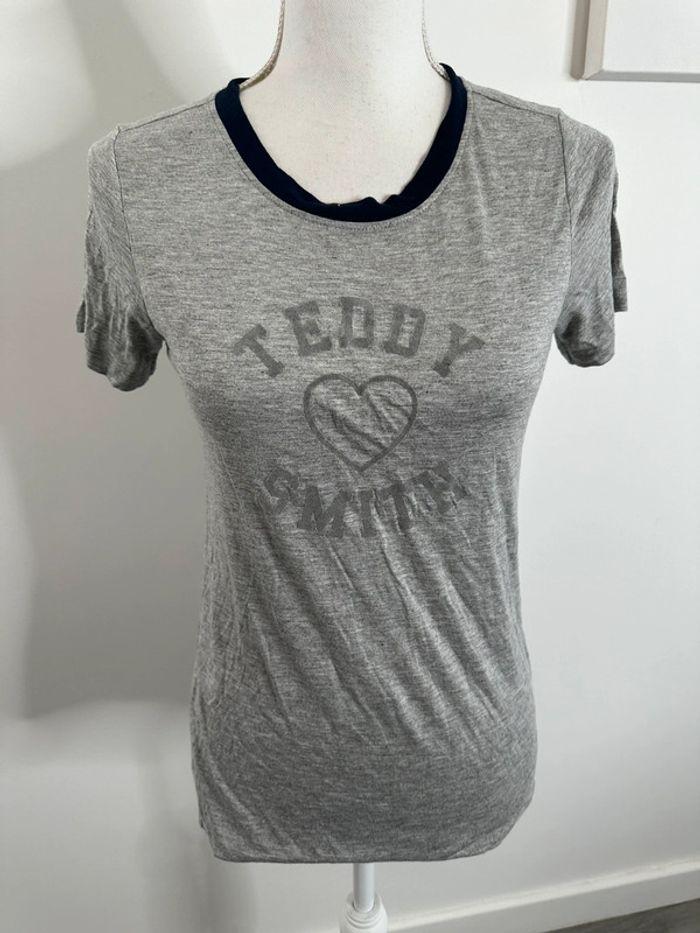 T-shirt gris et bleu marine Teddy Smith T36 S - photo numéro 1