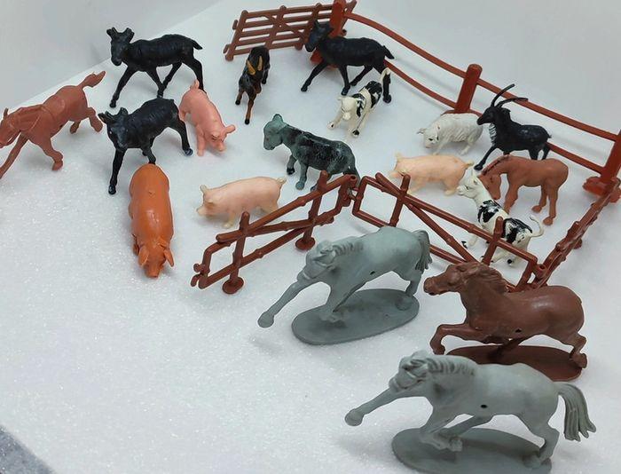 Lot animaux ferme zip Singapore vintage maquette vache bouc chèvre mouton cochon cheval horse âne - photo numéro 4