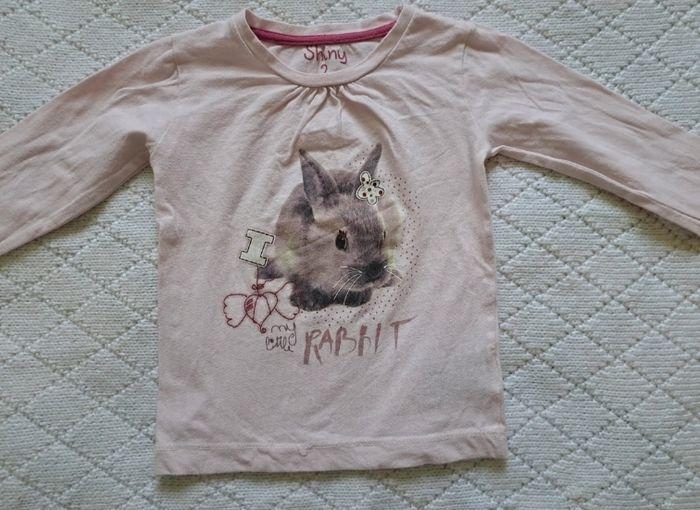 T-shirt manches longues rose pâle lapin GEMO fille 24 mois - photo numéro 2