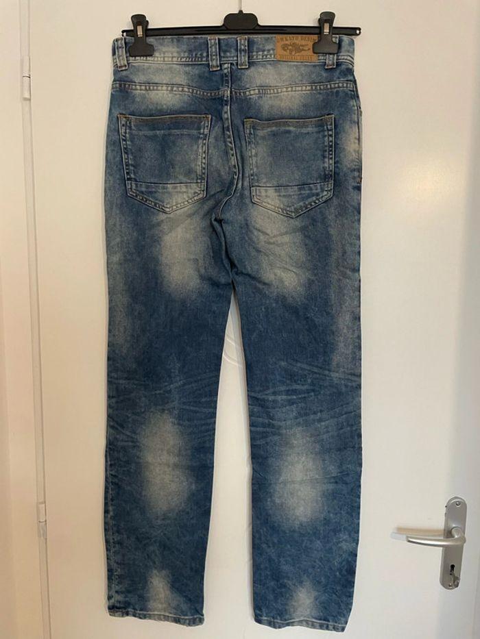 Jean bleu clair effet délavé taille haute coupe regular droit owk ltd denim taille 38 - photo numéro 6