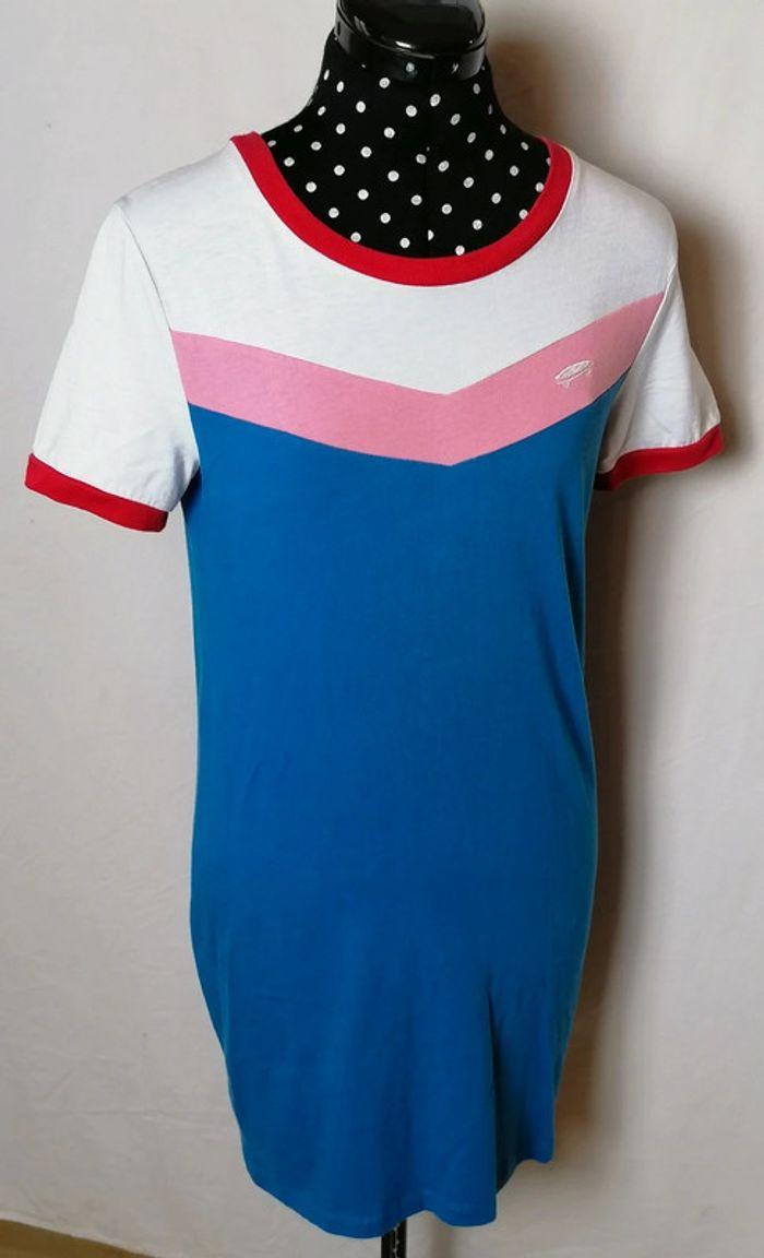 Robe courte chevron bleu turquoise blanc rose rouge Taille XS 34 Vans - photo numéro 6