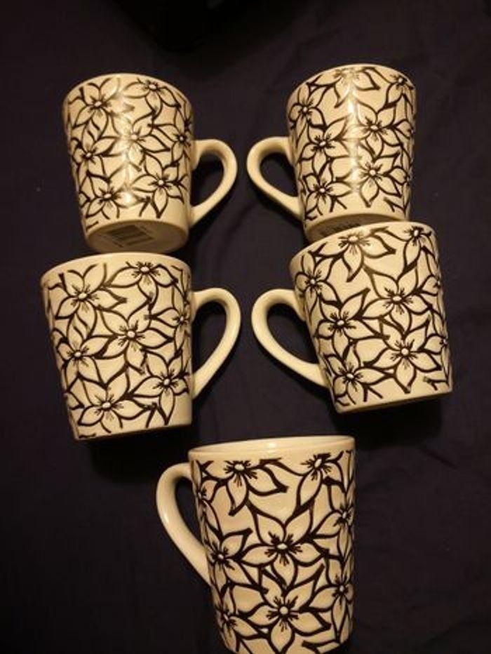 5 mug /tasses à Capuccino à Fleurs - photo numéro 1