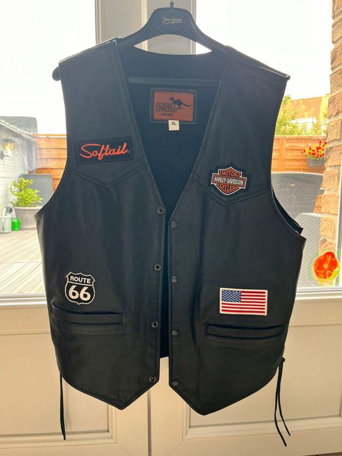 Gilet cuir harley moto - photo numéro 1