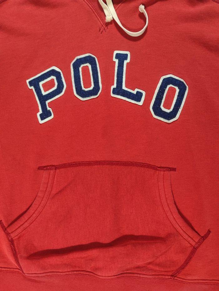 Sweat à Capuche Ralph Lauren 1967 Rouge Logo Brodé Bleu Taille M Homme - photo numéro 5