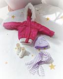 Vêtement sport d'hiver winter écharpe bonnet manteau doudoune Rose chaussure ski botte poupée doll