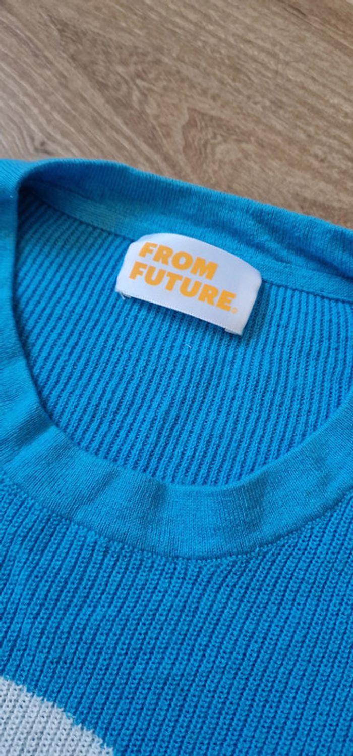 Pull bleu From Future coton et cashmere col rond taille XL - photo numéro 4