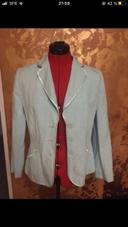 veste blazer chic bleue clair en lin