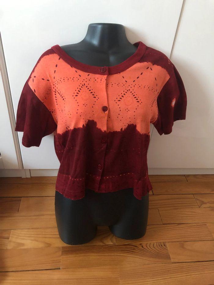 Tee shirt gilet cardigan orange bordeau taille M couleurs M 38 - photo numéro 1