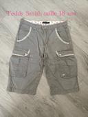 Short bermuda beige rayé kaki style cargo Teddy Smith taille 18 ans