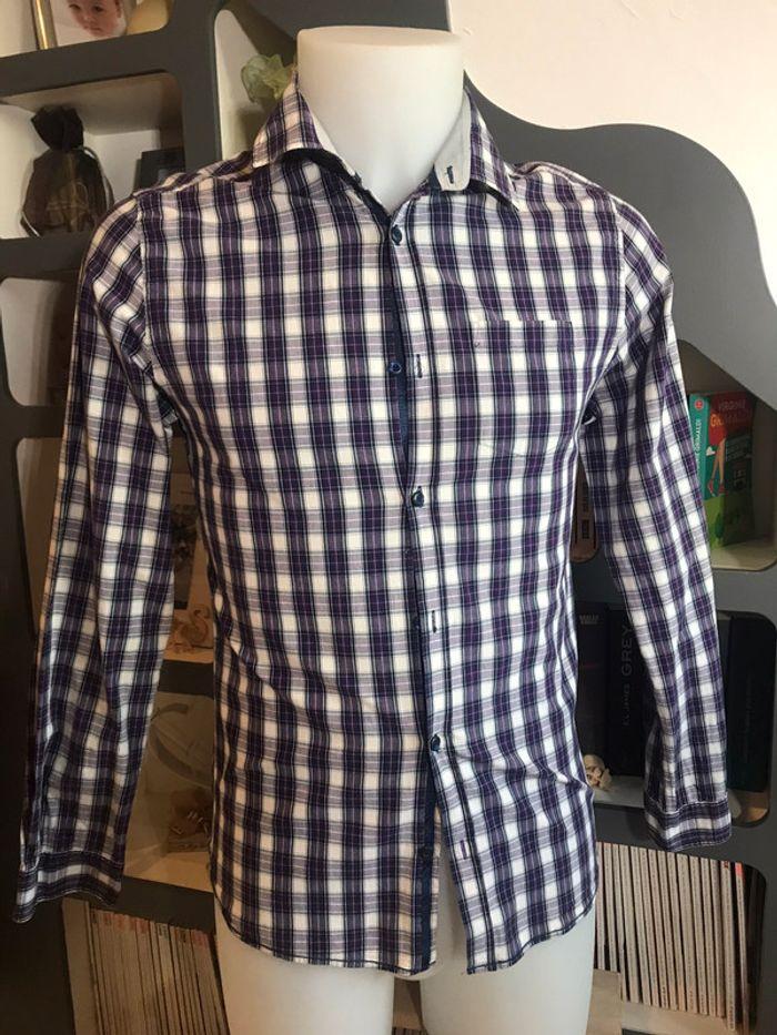 Chemise à carreaux violette Celio - photo numéro 1