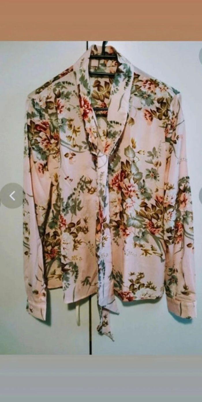 Chemisier fin rose a fleurs printemps automne et soirée femme taille 38 , M 💗 - photo numéro 8