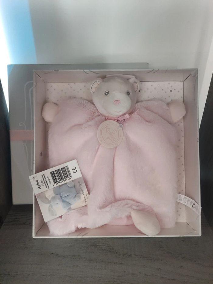 Doudou mouchoir marionnette ourson rose / Puppet Bear pink - photo numéro 2