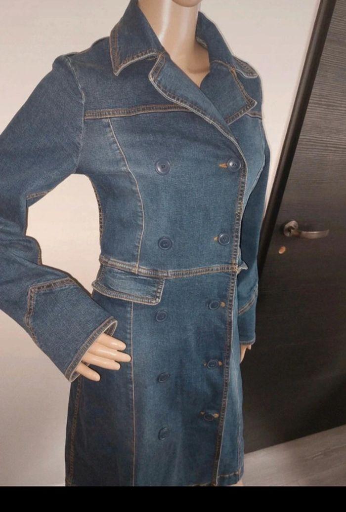 Longue veste en jean taille 36 peu portée - photo numéro 2