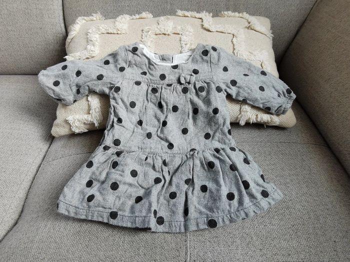 Robe absorba gris à pois noir taille 3 mois - photo numéro 1