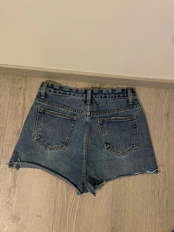 Short en jean bleu taille haute momokrom taille 38 - photo numéro 5