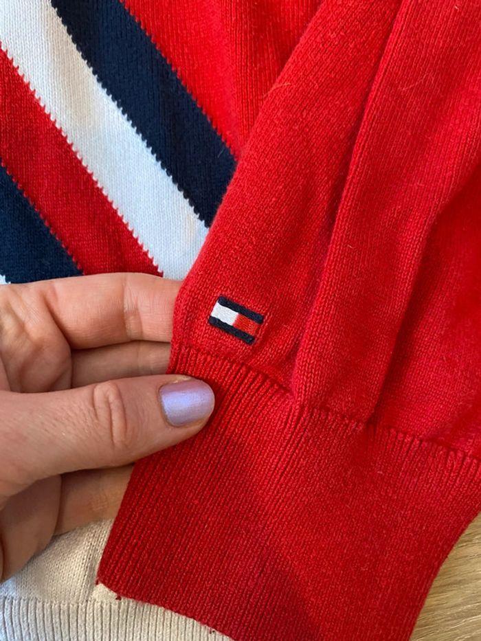 Pull col rond Tommy Hilfiger rouge, blanc, bleu taille S - photo numéro 6