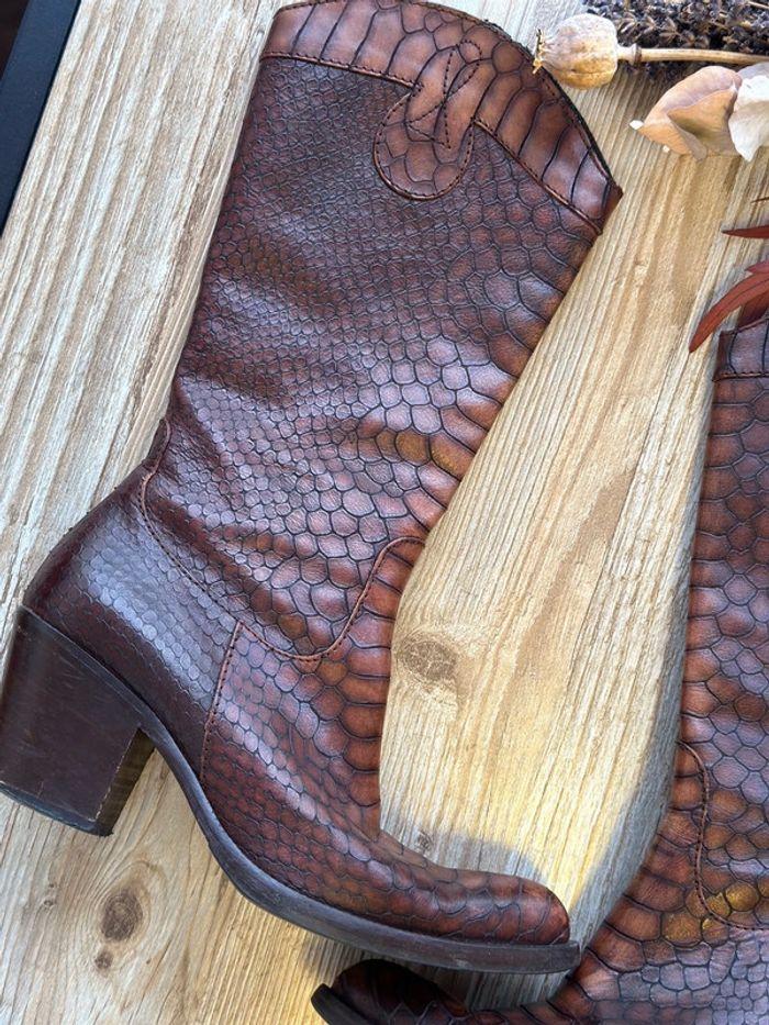 Bottes Donna Piu’ en cuir effet croco marron, pointure 36 - photo numéro 2