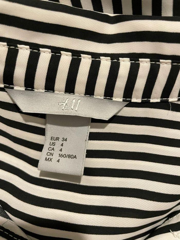 Chemise fluide ne se froisse pas blanc rayé noir à manches longues H&M taille 34 - photo numéro 4