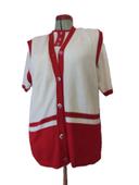 Ensemble pull gilet Créme rouge Pull blanc cassé rouge manche courte Taille 50