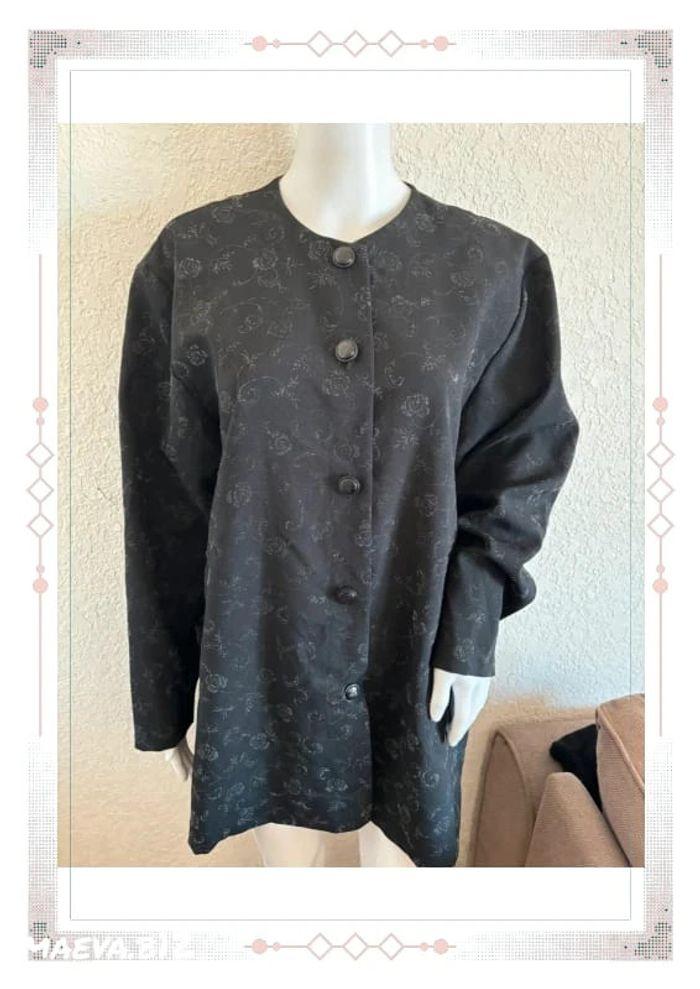 Veste noir à motif vintage 80s taille 48/50 fendu côté légère souple - photo numéro 1