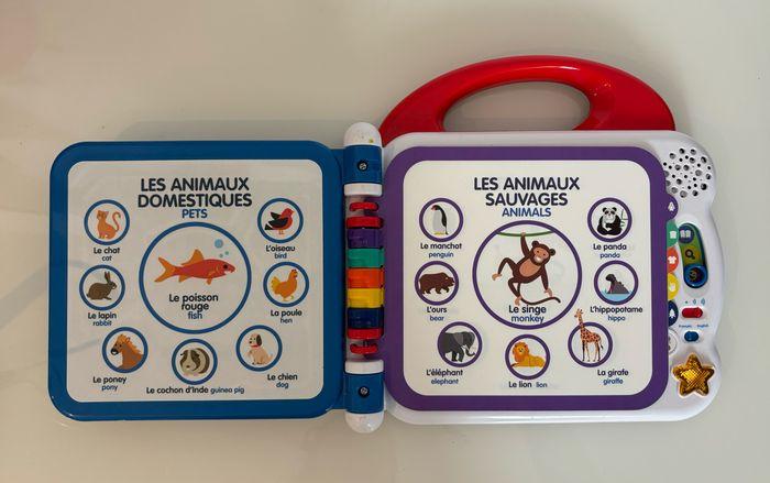 Oxybul Vtech 18 mois - 4 ans mon premier imagier bilingue français anglais mes 100 premiers mots livre éducatif électronique interactif bébé 12 pages illustrées animaux aliments couleurs parties du corps vêtements contraires lot SOP77 - photo numéro 3