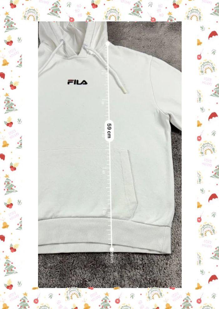 👕 Sweat à capuche Fila avec logo brodé Blanc Taille XS 👕 - photo numéro 3