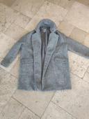 Manteau long gris en laine Gemo taille 42