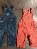 Lot 2 salopettes jeans et orange 9 mois