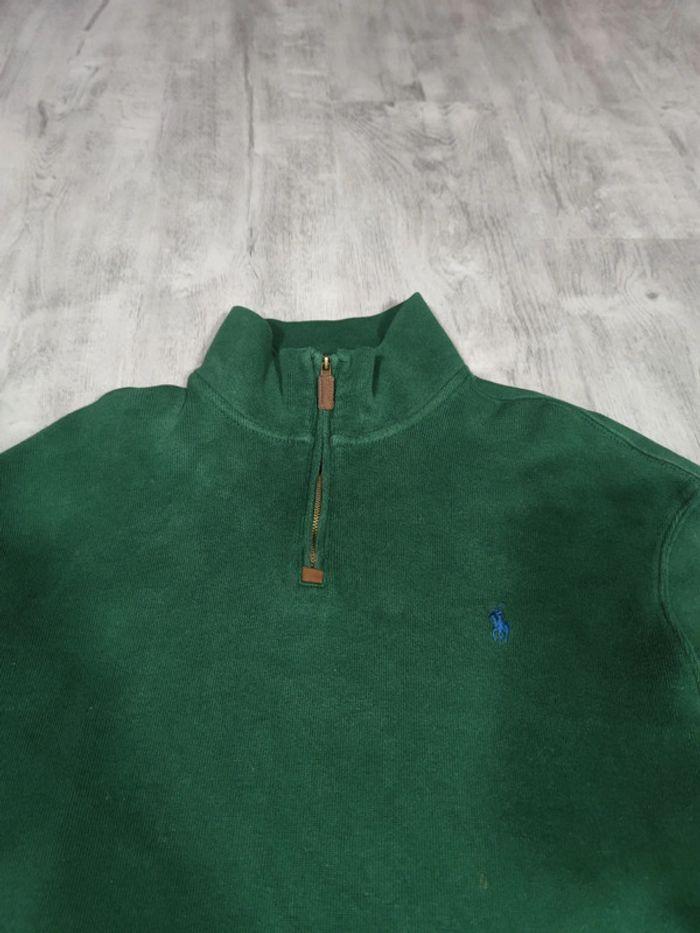 Pull Half Zip Ralph Lauren Vert Sapin Brodé Violet Taille 2XL Homme - photo numéro 4