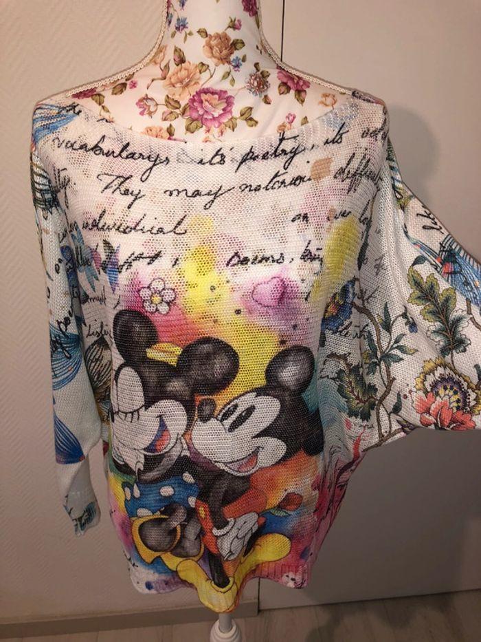 Pull léger mi-saison à manches amples avec imprimés Mickey et Minnie - photo numéro 7