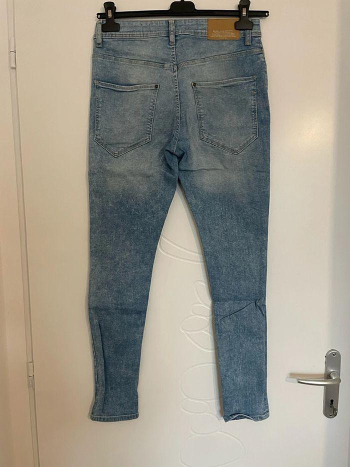 Jean bleu clair extensible taille haute coupe super skinny fit bershka taille 38 - photo numéro 4