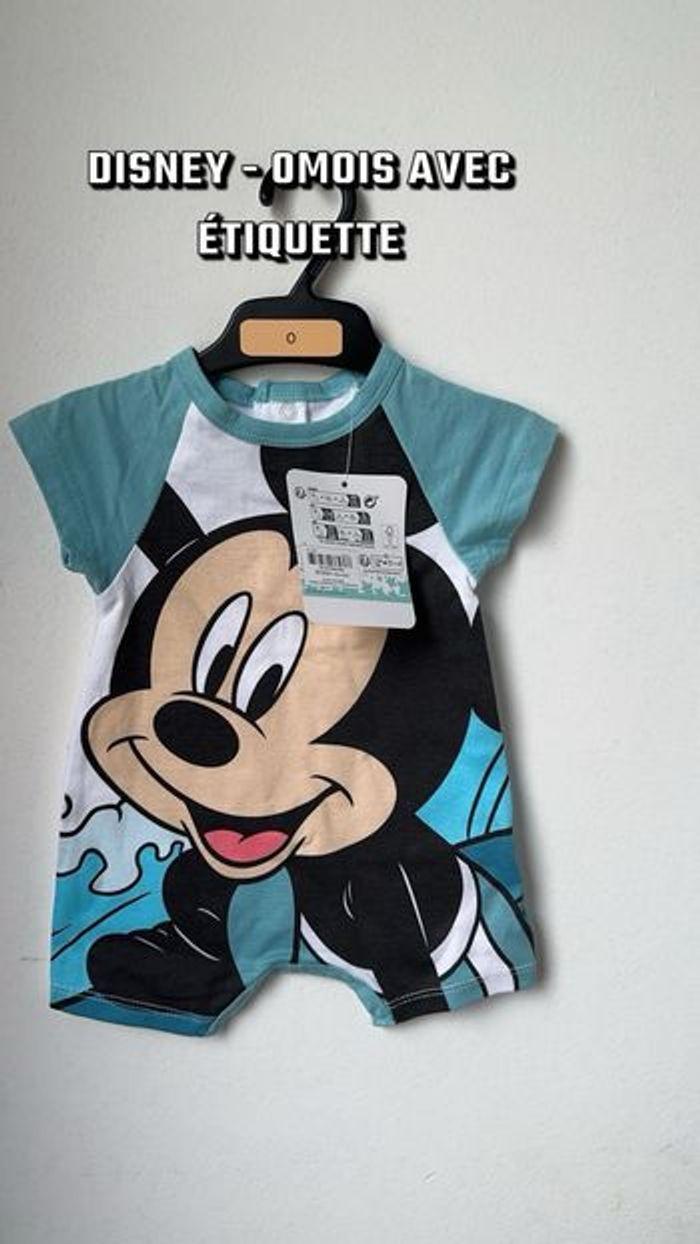 Combishort combinaison bébé garçon 0mois naissance bleu  Mickey Disney neuf étiquette