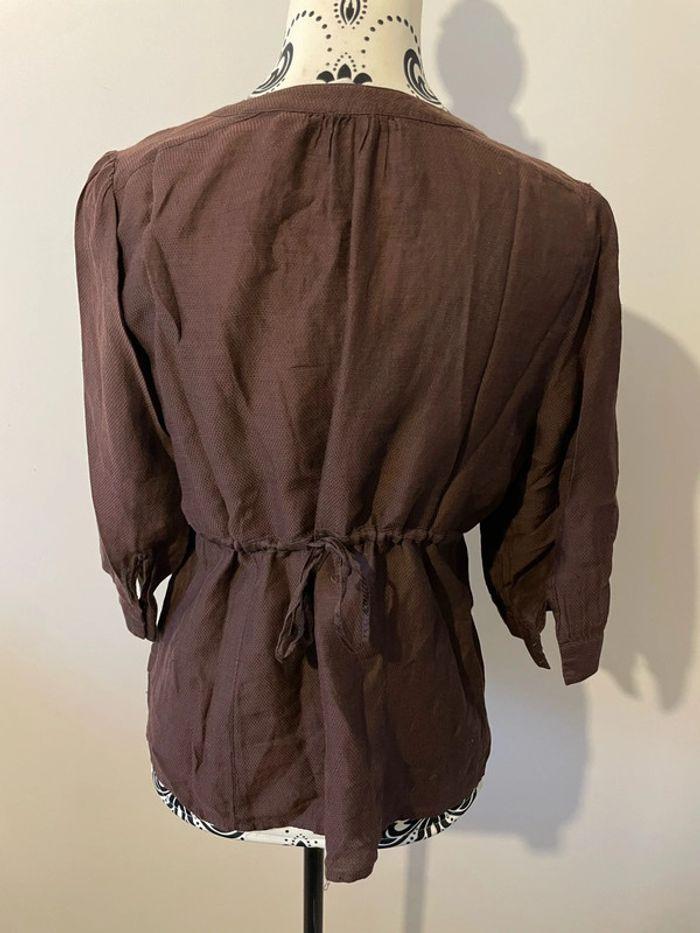 Blouse manche 3/4 marron lien ceinture col rond la redoute taille 40 - photo numéro 3