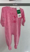 Pyjama bébé fille neuf étiquette rose  12mois je peux pas j’ai biberon rigolo