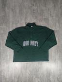 Veste Half Zip Old Navy Vert Sapin Logo Brodé Bleu Marine Taille XL Homme