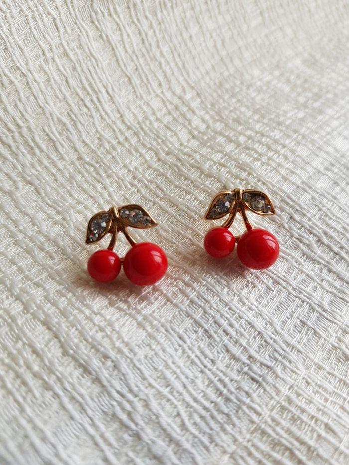 Boucle d'oreilles - cerises - photo numéro 1