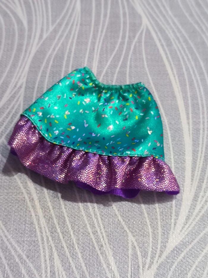 Mattel vêtement barbie jupe violette argenté et vert déco confettis - photo numéro 1