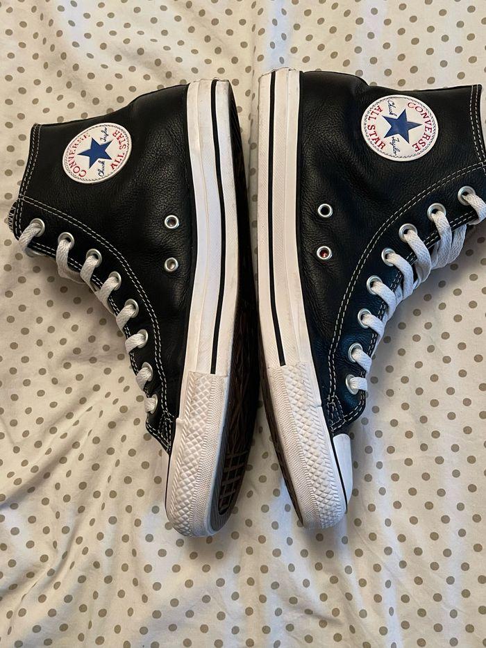 Converse montante en cuir véritable noire , P42 mixte - photo numéro 5